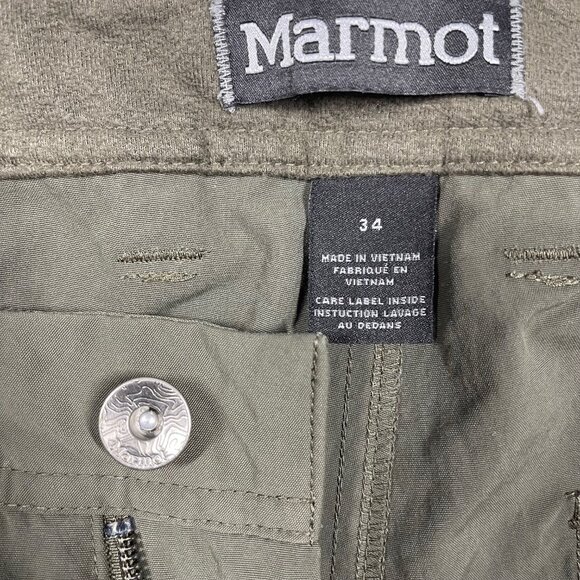 Marmot Mens Olive Green Outdoor Pants Size 34 Lightweight Durable Stretch Fabric - Picture 2 of 11